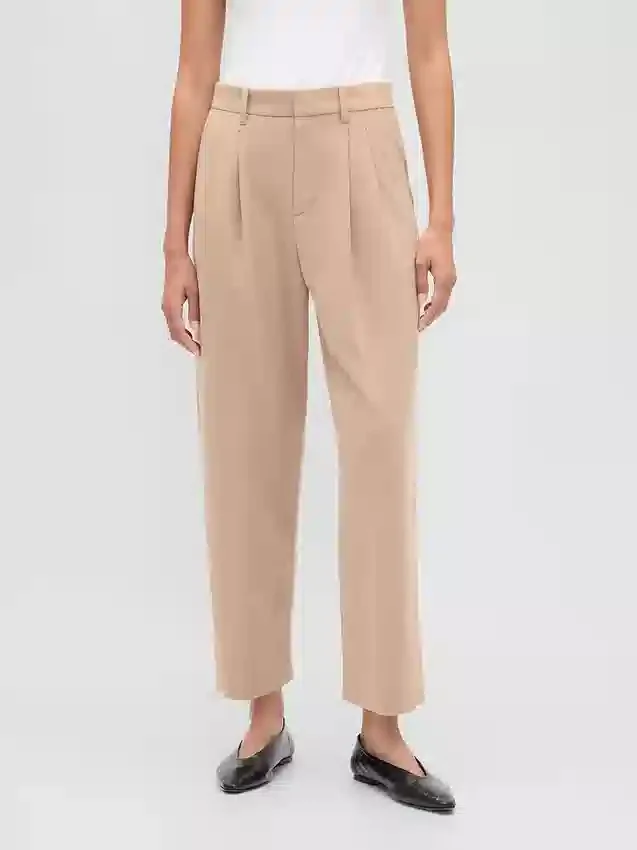 365 Tapered enkellange broek van geborsteld twill met hoge taille