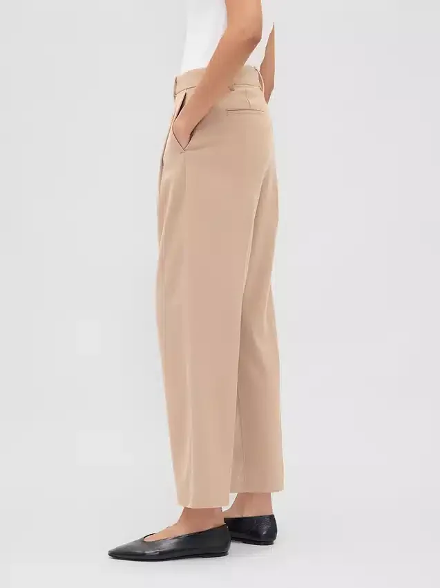365 Tapered enkellange broek van geborsteld twill met hoge taille