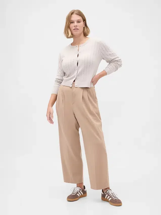 365 Tapered enkellange broek van geborsteld twill met hoge taille