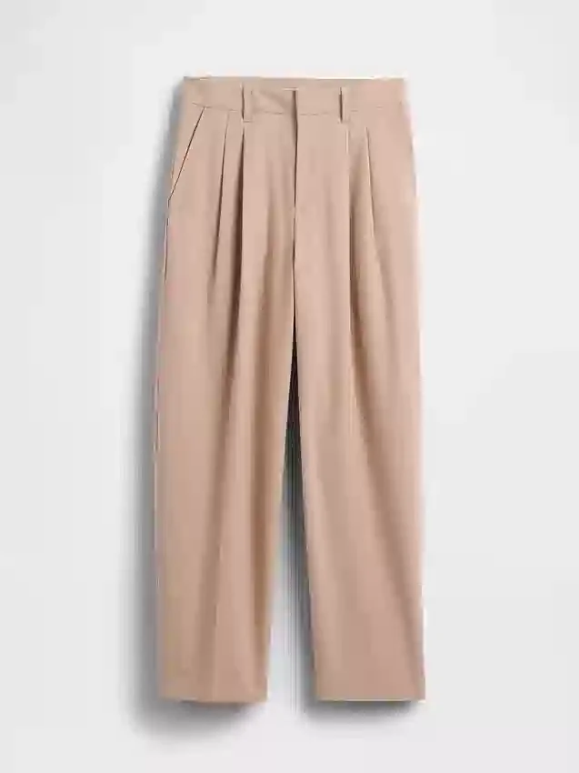 365 Tapered enkellange broek van geborsteld twill met hoge taille