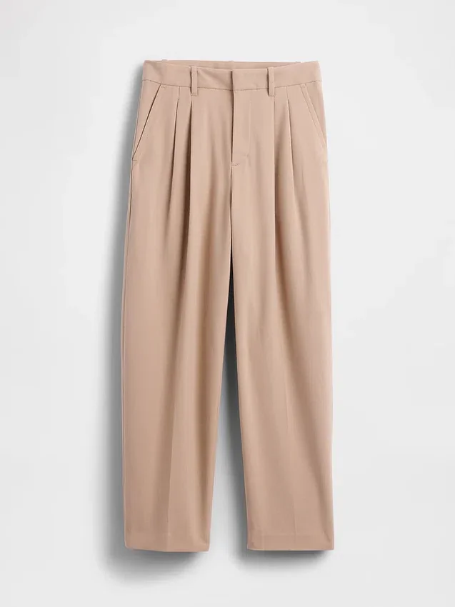 365 Tapered enkellange broek van geborsteld twill met hoge taille