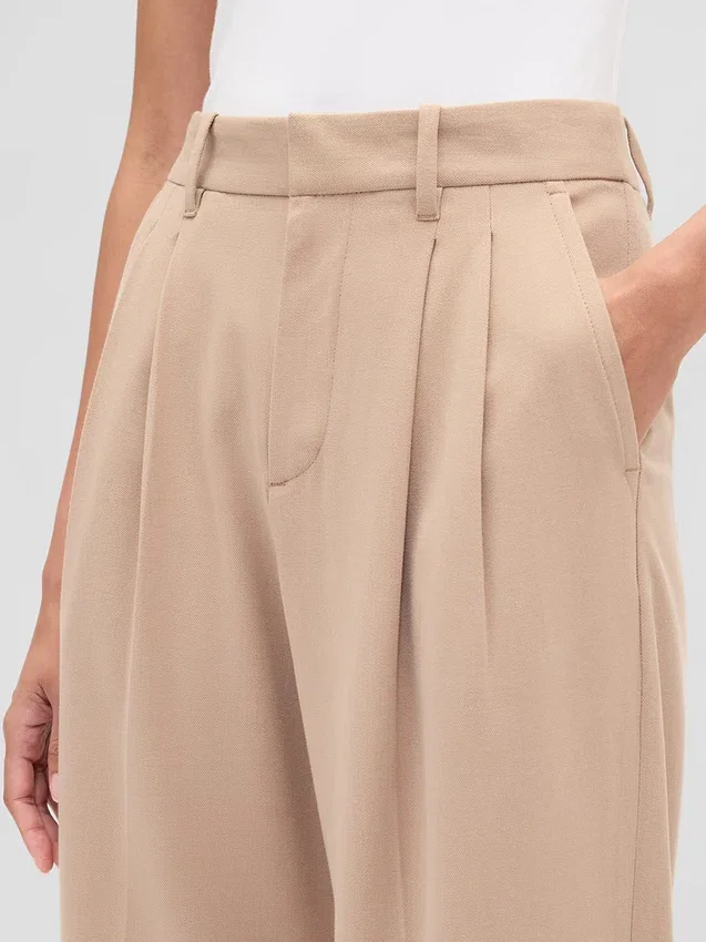 365 Tapered enkellange broek van geborsteld twill met hoge taille