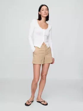 4" Downtown kaki korte broek
