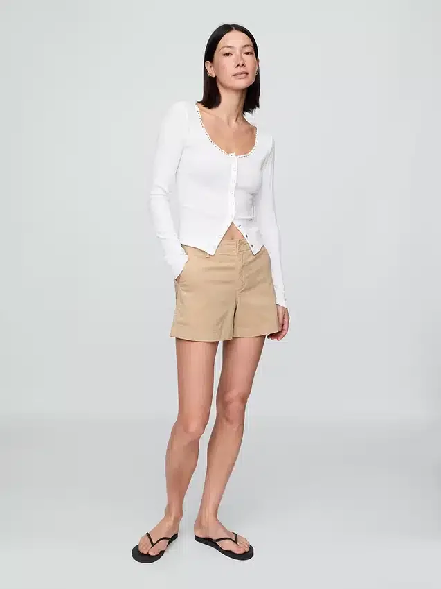 4" Downtown kaki korte broek