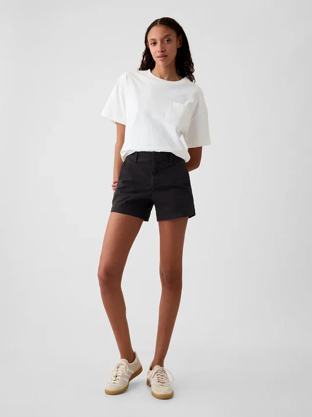 4" Downtown kaki korte broek