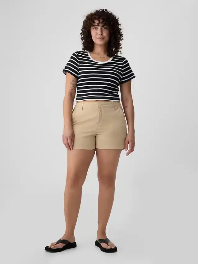 4" Downtown kaki korte broek