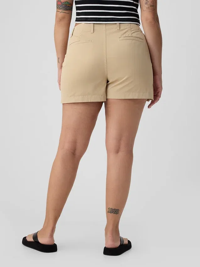 4" Downtown kaki korte broek