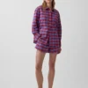 4" korte broek van seersucker met ruitjespatroon