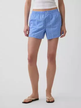 4″ korte broek van seersucker met ruitjespatroon