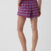 4" korte broek van seersucker met ruitjespatroon