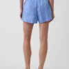 4" korte broek van seersucker met ruitjespatroon