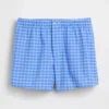 4" korte broek van seersucker met ruitjespatroon