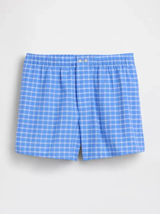 4" korte broek van seersucker met ruitjespatroon