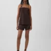 4" mid-rise korte broek van linnenmix