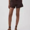 4" mid-rise korte broek van linnenmix