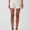 4" mid-rise korte broek van linnenmix