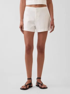 4″ mid-rise korte broek van linnenmix