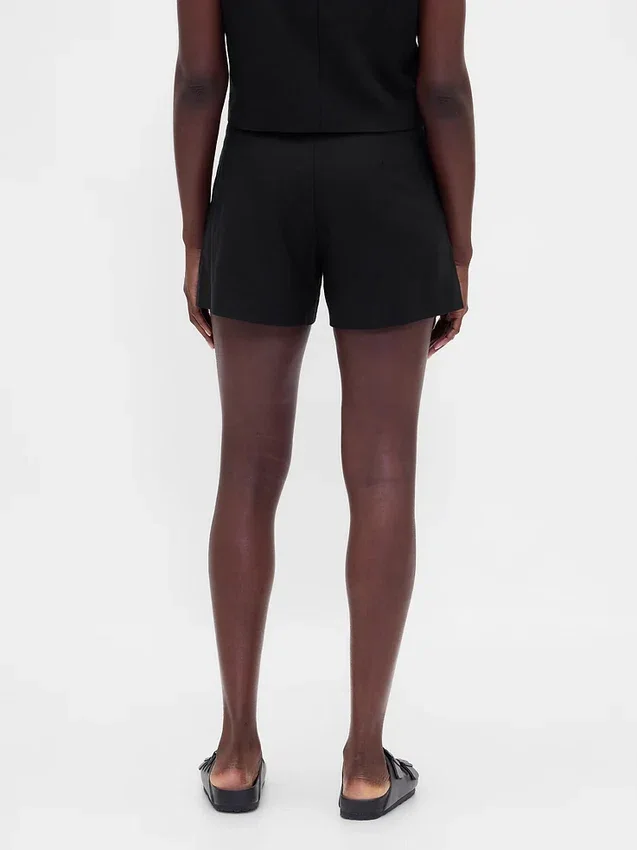 4" mid-rise korte broek van linnenmix