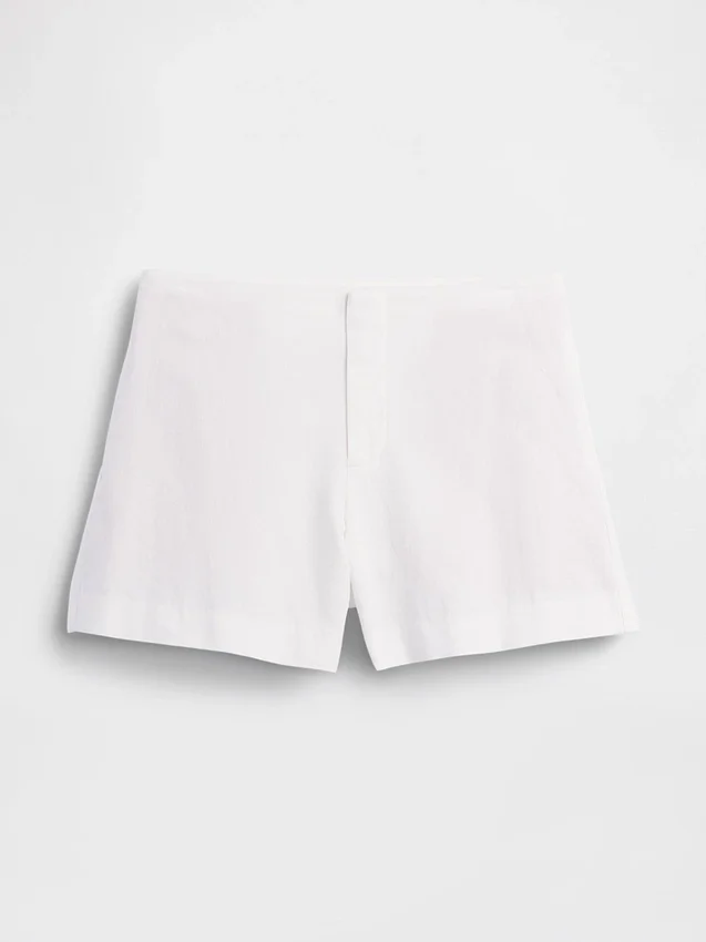 4" mid-rise korte broek van linnenmix