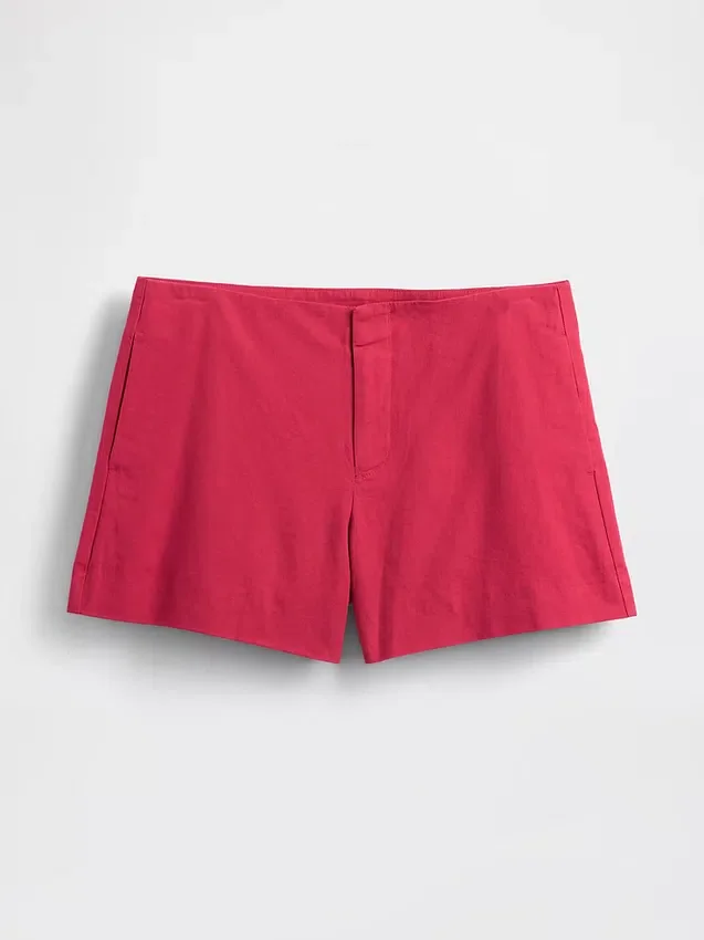 4" mid-rise korte broek van linnenmix