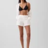 4" mid-rise korte broek van linnenmix