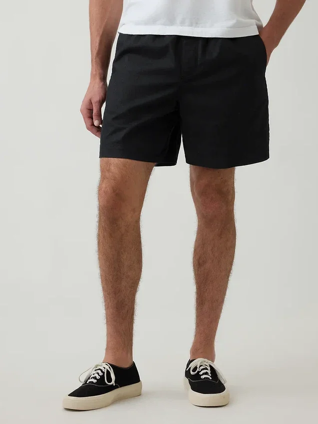5,5" Relaxed korte broek van linnenmix