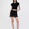 5" denim girlfriend-korte broek met middelhoge taille