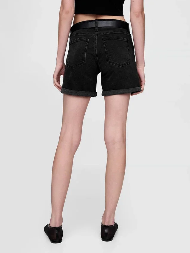 5" denim girlfriend-korte broek met middelhoge taille