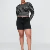 5" denim girlfriend-korte broek met middelhoge taille