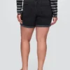 5" denim girlfriend-korte broek met middelhoge taille