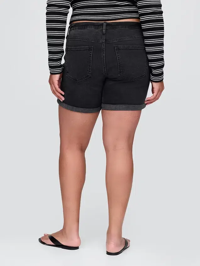 5" denim girlfriend-korte broek met middelhoge taille