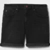 5" denim girlfriend-korte broek met middelhoge taille