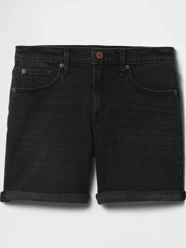 5" denim girlfriend-korte broek met middelhoge taille