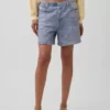 5" Korte broeken van bedrukt gebreid denim met middelhoge taille
