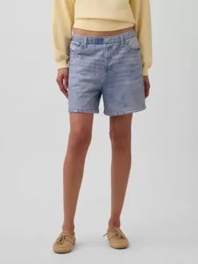 5″ Korte broeken van bedrukt gebreid denim met middelhoge taille
