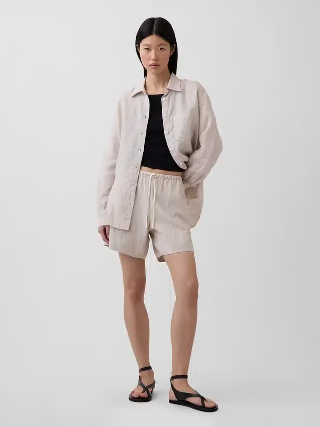 6" gemakkelijke korte broek van linnenmix