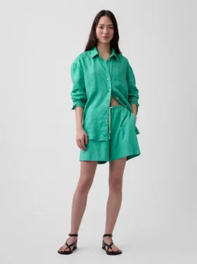6" gemakkelijke korte broek van linnenmix