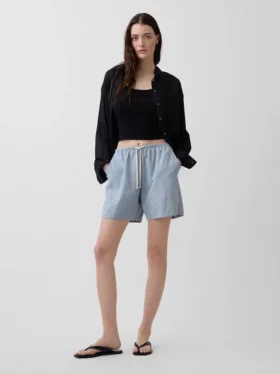 6" gemakkelijke korte broek van linnenmix