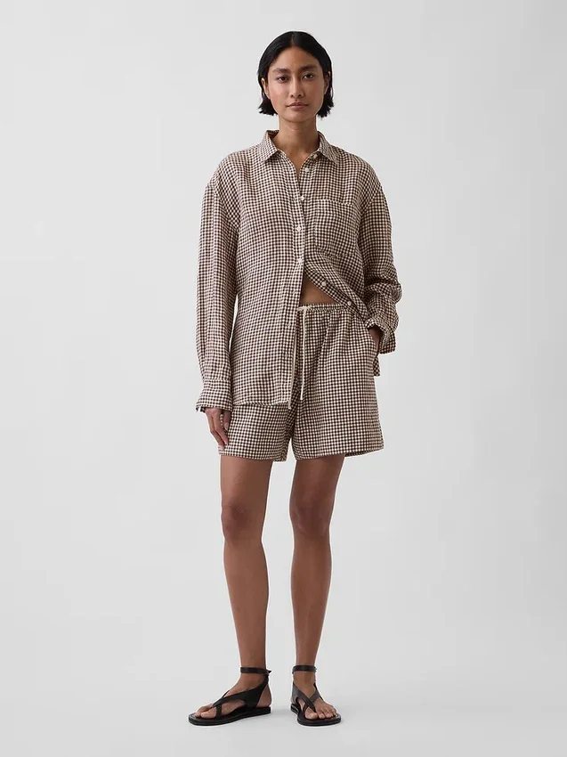 6" gemakkelijke korte broek van linnenmix