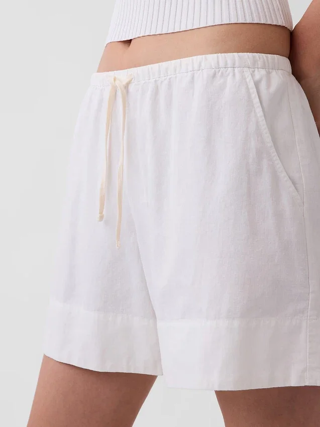 6" gemakkelijke korte broek van linnenmix