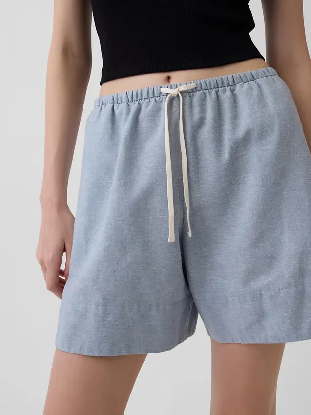 6" gemakkelijke korte broek van linnenmix