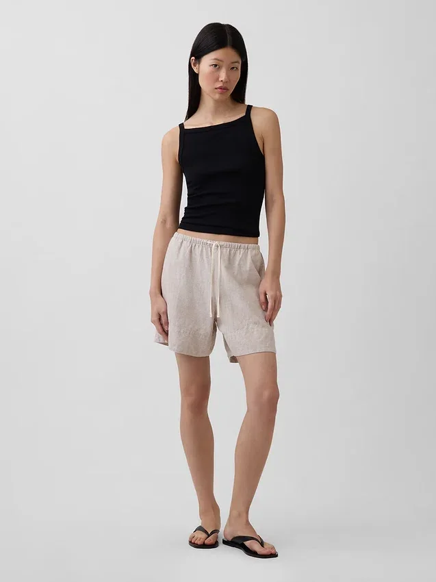 6" gemakkelijke korte broek van linnenmix