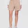 6" mid-rise twill geplooide korte broek