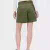 6" mid-rise twill geplooide korte broek