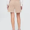 6" mid-rise twill geplooide korte broek