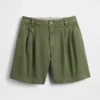 6" mid-rise twill geplooide korte broek