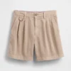 6" mid-rise twill geplooide korte broek
