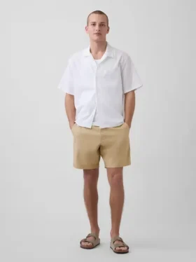 7,5" korte broek van linnen-katoen