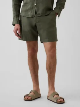 7,5″ korte broek van linnen-katoen
