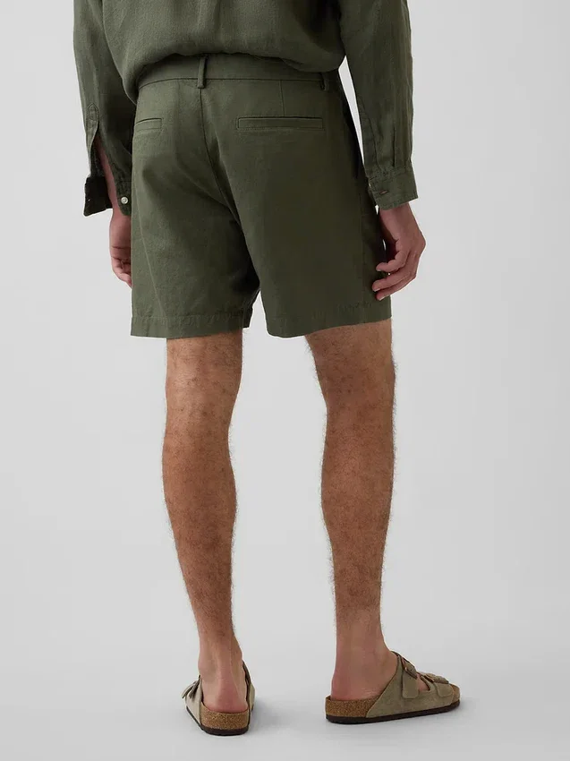 7,5" korte broek van linnen-katoen